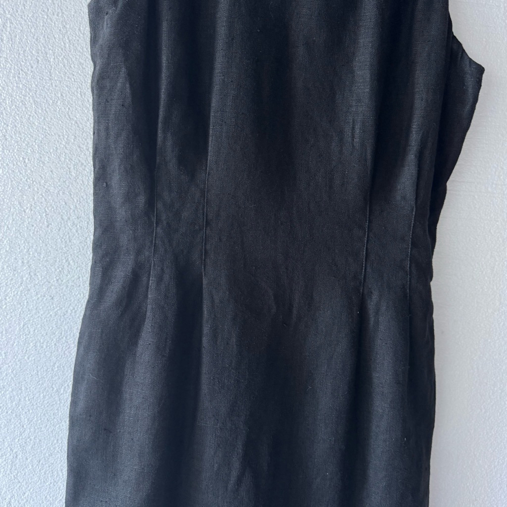 Vintage Jan Barboglio Black Linen Dress Size 8 - Picture 2 of 8